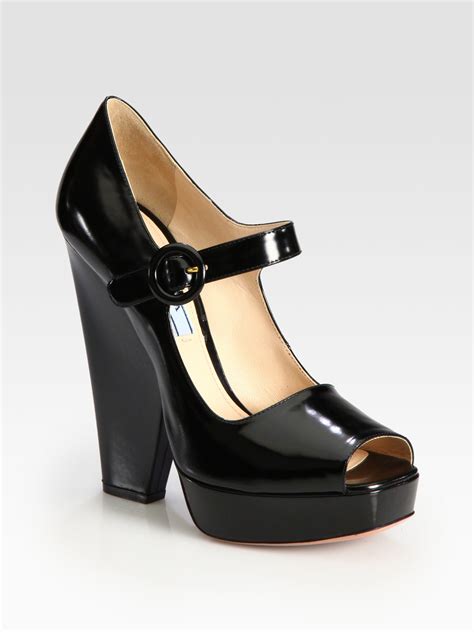 prada black pkatform pumps|Prada classic black pumps.